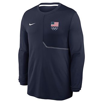 Men's Nike Navy Team USA Coaches UV Dri-FIT Long Sleeve Shirt