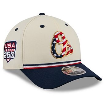 Youth New Era Cream/Navy Baltimore Orioles USA 250 9FORTY M-Crown Adjustable Hat