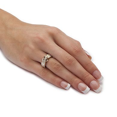 1/10 TCW Diamond Crossover Heart Ring in 18k Gold-Plated