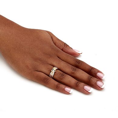 1/10 TCW Diamond Crossover Heart Ring in 18k Gold-Plated