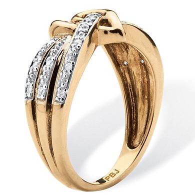 1/10 TCW Diamond Crossover Heart Ring in 18k Gold-Plated
