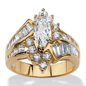 3.20 TCW Marquise-Cut Cubic Zirconia Ring in 18k Gold-Plated