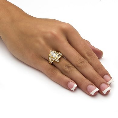 3.20 TCW Marquise-Cut Cubic Zirconia Ring in 18k Gold-Plated