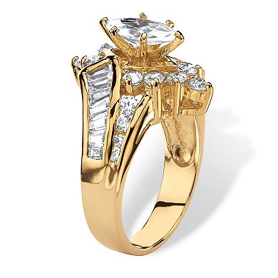3.20 TCW Marquise-Cut Cubic Zirconia Ring in 18k Gold-Plated