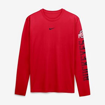 Men's Nike Scarlet Ohio State Buckeyes Primetime Logo Sleeve Legend Dri-FIT Long Sleeve T-Shirt