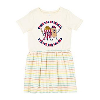 Girls Toddler Soft as a Grape White Atlanta Braves Snack Dress