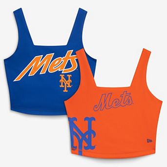 Women's New Era Royal New York Mets Reversible Cropped Sport Classics Tank Top