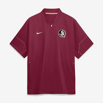 Men's Nike Garnet Florida State Seminoles 2026 Sideline Short Sleeve Quarter-Zip Coaches Jacket