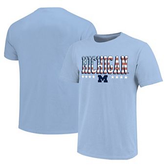 Youth Light Blue Michigan Wolverines Americana Flag T-Shirt
