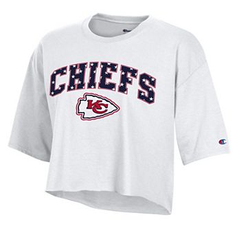 Women's Champion White Kansas City Chiefs Star Spangled Cropped T-Shirt