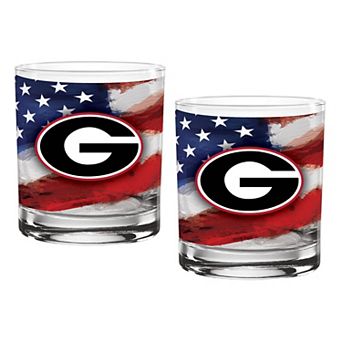 Georgia Bulldogs Two-Pack 14oz. Americana Rocks Glass Set