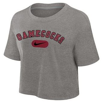 Women's Nike Heather Gray South Carolina Gamecocks Dri-FIT Cropped T-Shirt