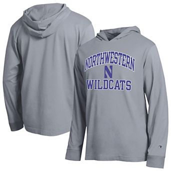 Men's Champion Heather Gray Northwestern Wildcats High Motor All-Star Long Sleeve Hooded T-Shirt