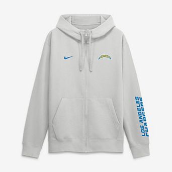 Men's Nike Gray Los Angeles Chargers Cool Down Club Full-Zip Hoodie
