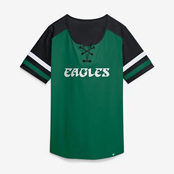 Women's Fanatics Kelly Green Philadelphia Eagles Curl Route Athena Lace-Up T-Shirt