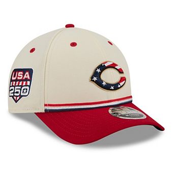 Youth New Era Cream/Red Cincinnati Reds USA 250 9FORTY M-Crown Adjustable Hat