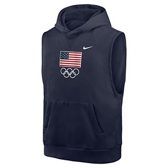 Youth Nike Navy Team USA Club Sleeveless Hoodie