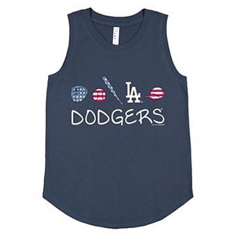 Girls Youth Soft as a Grape Denim Los Angeles Dodgers Americana Tank Top