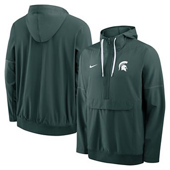 Men's Nike Green Michigan State Spartans 2026 Sideline Anorak Half-Zip Hooded Jacket