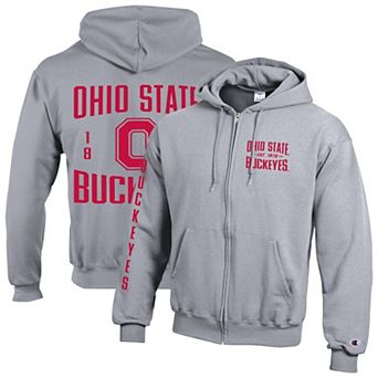 Men's Champion Gray Ohio State Buckeyes Varsity Powerblend Full-Zip Fleece Hoodie