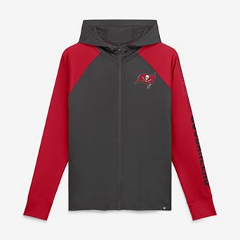 Women's Fanatics Gray/Red Tampa Bay Buccaneers Cornerback Blitz​ Raglan Full-Zip Hoodie