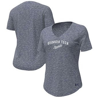 Women's Under Armour Heather Navy Georgia Tech Yellow Jackets Breezy V-Neck T-Shirt