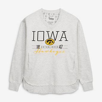 Women's Pressbox Heather Gray Iowa Hawkeyes Marcus East Hall Poncho V-Neck Sweatshirt
