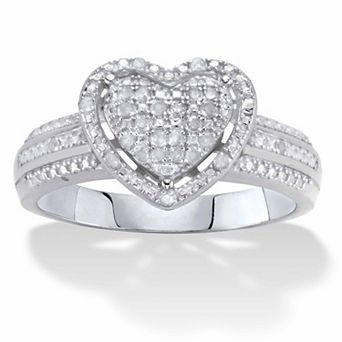 1/7 ct w. Diamond Heart-Shaped Platinum-Plated Floating Halo Ring