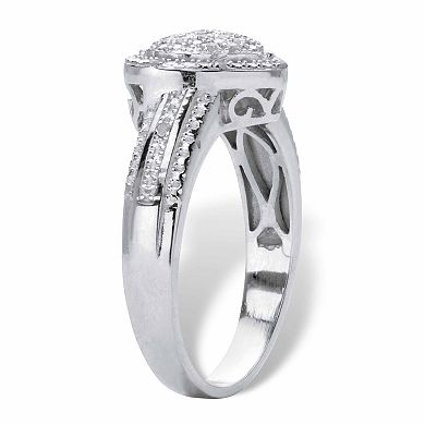 1/7 Cttw. Diamond Heart-Shaped Platinum-Plated Floating Halo Ring