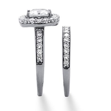 2.60 Cttw Platinum-Plated White Sapphire Engagement Ring Set