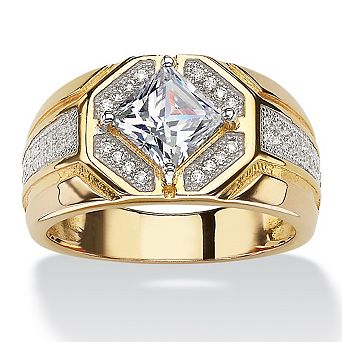 Men's 1.44 TCW Cubic Zirconia Octagon Ring in 14k Gold-Plated