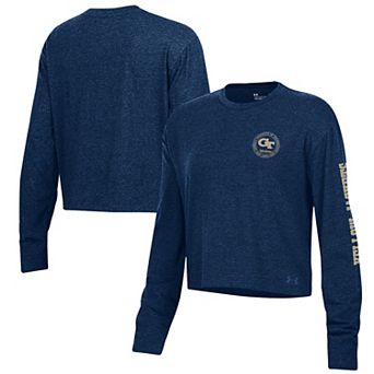 Women's Under Armour Navy Georgia Tech Yellow Jackets Icon Long Sleeve Tri-Blend T-Shirt
