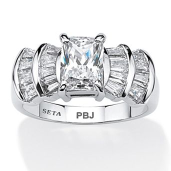 3.10 TCW CZ Ring in Platinum-Plated