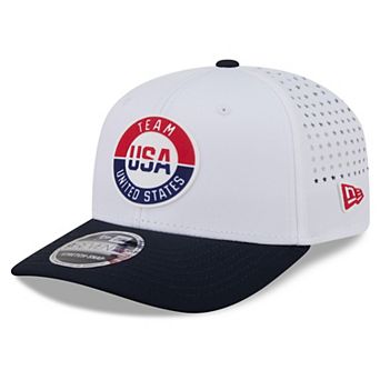 Men's New Era White/Black Team USA Perforated Stars 9SEVENTY Adjustable Hat