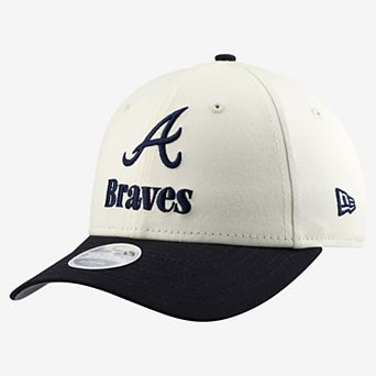 Women's New Era Cream/Navy Atlanta Braves Primary 9FORTY M-Crown Adjustable Hat