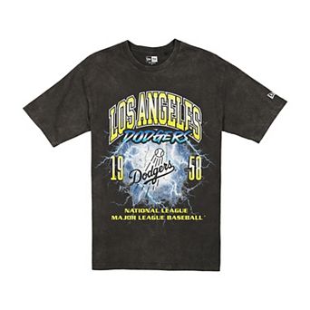 Men's New Era Black Los Angeles Dodgers Lightning Round Mineral Wash T-Shirt