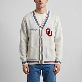 Unisex Uscape Apparel Natural Oklahoma Sooners Americana Striped Full-Button Cardigan