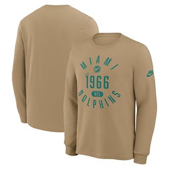 Men's Nike Tan Miami Dolphins Blitz Package Rewind Slub Dri-FIT Long Sleeve T-Shirt
