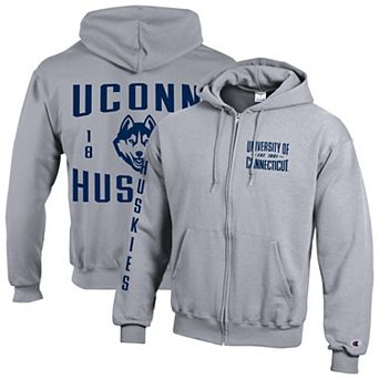 Men's Champion Gray UConn Huskies Varsity Powerblend Full-Zip Fleece Hoodie