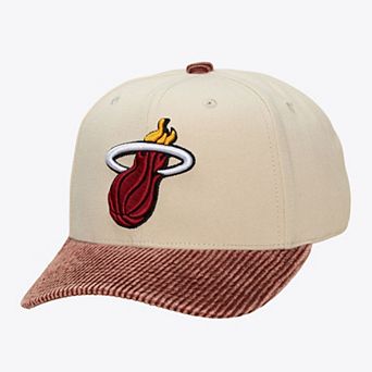 Men's Mitchell & Ness Cream/Red Miami Heat Washed Corduroy Pro Crown Snapback Hat
