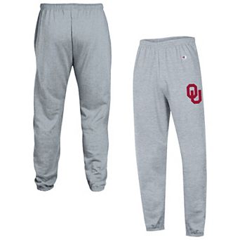 Men's Champion Heather Gray Oklahoma Sooners Powerblend Banded Fleece Sweatpants