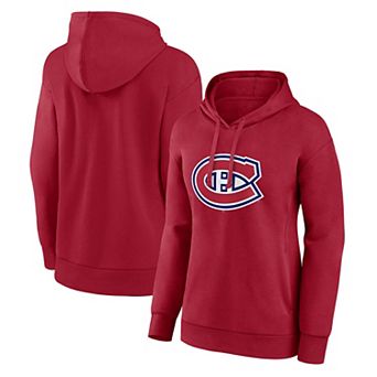 Women's Fanatics Red Montreal Canadiens Primary Logo Fleece Pullover Hoodie