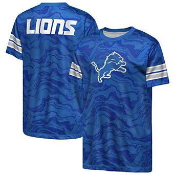 Youth Outerstuff Blue Detroit Lions Slant Route Performance T-Shirt