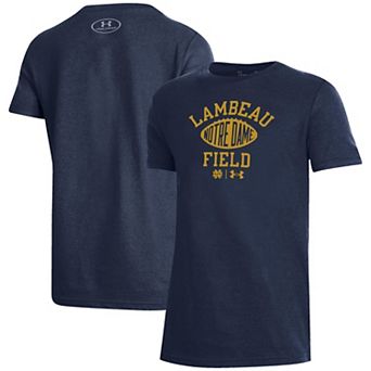 Youth Under Armour Navy Notre Dame Fighting Irish 2026 Shamrock Series Lambeau Football Performance T-Shirt