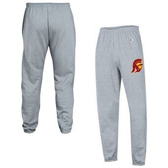 Men's Champion Heather Gray USC Trojans Powerblend Banded Fleece Sweatpants