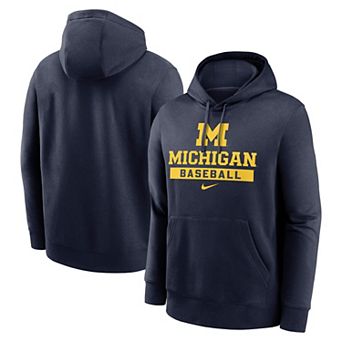 Men's Nike Navy Michigan Wolverines Baseball Stack Club Fleece Pullover Hoodie