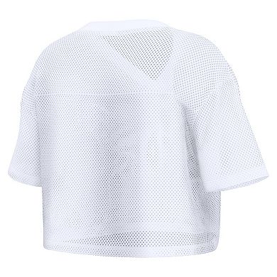 Women's Fanatics White Baltimore Ravens Oversized Mesh Cropped V-Neck Jersey
