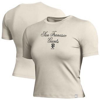 Women's Champion Cream San Francisco Giants Soft-Touch Fitted Cropped T-Shirt