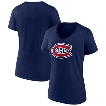 Women's Fanatics Navy Montreal Canadiens Primary Logo Team V-Neck T-Shirt