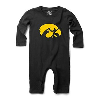 Infant Wes & Willy Black Iowa Hawkeyes Long Sleeve Romper